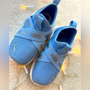 Kids Blue Puma Snea Shoes Pull Ups No Laces Size 8